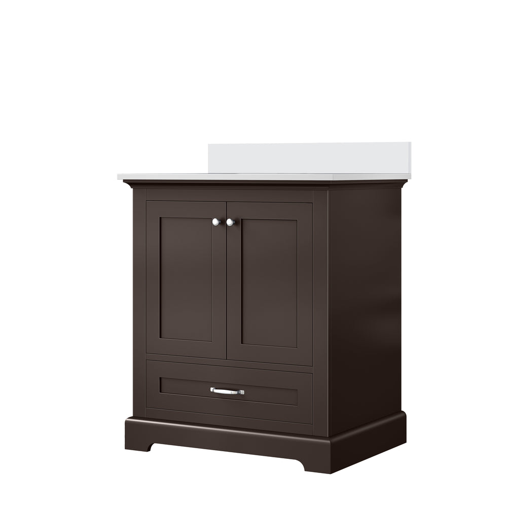 English Elm Espresso 30 in. Single Bath Vanity with Cultured Marble Top, Solid Wood, Soft-Close, Pre-Drilled Faucet B2731P258323