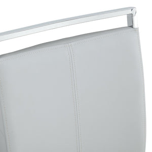 English Elm Table Modern Marble Dining Set - 71"X35.4" Tempered Glass With 6 Light Gray Pu Chairs & Silver Legs W1151S02120-GIGA