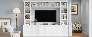 English Elm All-in-one Modern Entertainment Center with Bookcase Shelves for Living Room Display White N710S688101K