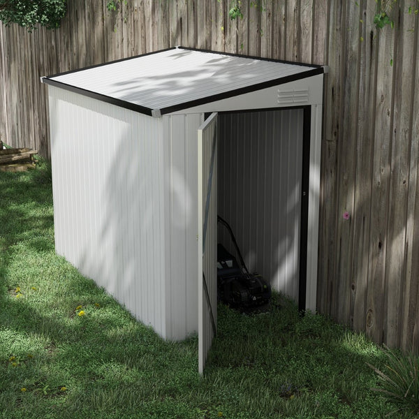 English Elm Outsunny Lean to Galvanized Steel Outdoor Storage Shed with Lockable Door and Air Vents W2225P229425