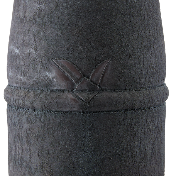 Croft Rustic Ceramic Table Lamp with Satin Charcoal Finish and Textured Leaf Motif - 30" Height