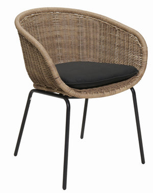 English Elm Outdoor Handwoven Wicker Bucket Chairs with Cushions All Weather Patio Set of 2 W3990P464935