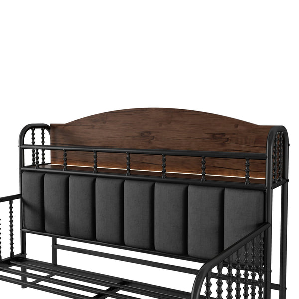 English Elm Full Solid Wood Kids Platform Bed with Guardrail, Low-Profile Durable Pine & MDF, 350LB Capacity Black 58.27 L x 16.93 W x 9.65 H W2593P337445