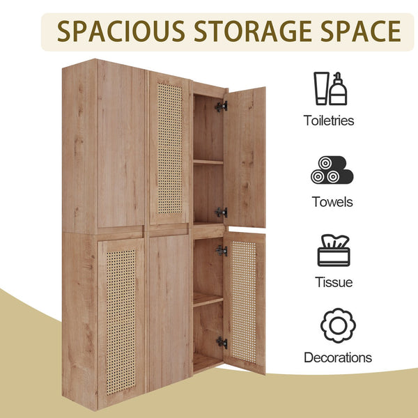 English Elm 36" Bathroom Side Cabinet - Wall-Mounted Floating Design With Soft-Close Doors & Versatile Storage W999S00341