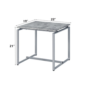 English Elm Jurgen Industrial 3PC Faux Concrete Top Coffee & End Table Set with Silver Metal Sled Base, 47" B2726P407629