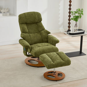 English Elm 010-Ergonomic Recliner Chair with Ottoman Green - 140° Adjustable Swivel Seat, Heated & 5-Point Massage W2636P358622