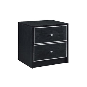 English Elm 2 Storage Drawers Nightstand Industrial Black Accent Table with Silver Pulls, Spacious Top & Hidden Storage B016P256520