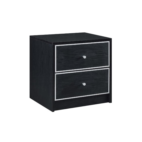 English Elm 2 Storage Drawers Nightstand Industrial Black Accent Table with Silver Pulls, Spacious Top & Hidden Storage B016P256520
