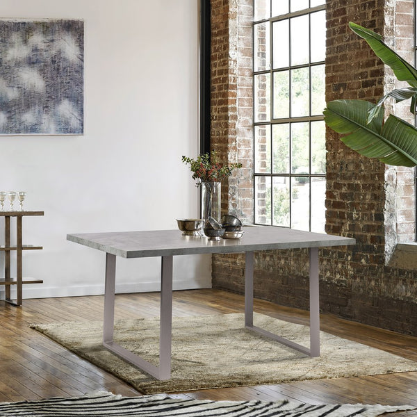 English Elm Orelis Cement Gray Dining Table with Laminate Top & Brushed Stainless Steel Base — Seats 6, Easy Care B2736S00008