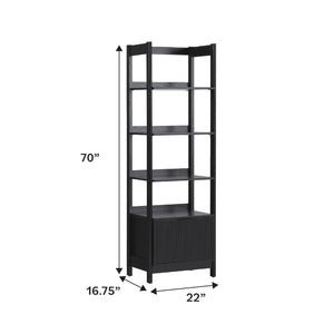 English Elm Walker Edison - Transitional Wide Reeded Bookshelf with Drawers on Bottom for Home Office, Spacious Shelving & Storage Black 75.38 L x 20.38 W x 6 H B185P200193