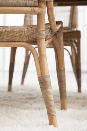 Essentials for Living Luna Rattan Dining Chair Set Handcrafted Herringbone Woven Seat for Elegant Rooms 3634.MG-MG