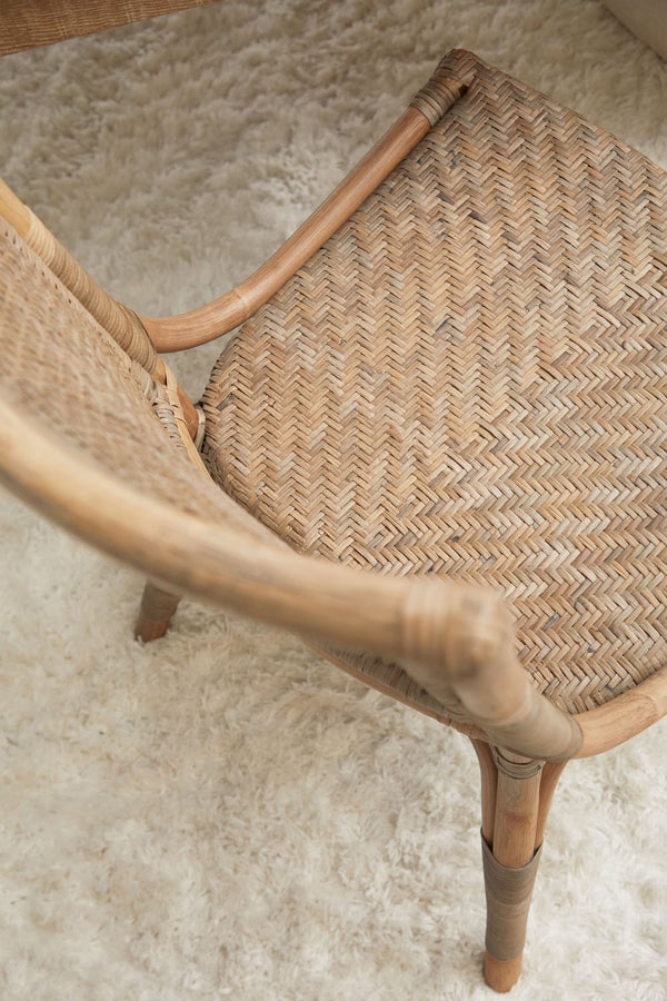 Essentials for Living Luna Rattan Dining Chair Set Handcrafted Herringbone Woven Seat for Elegant Rooms 3634.MG-MG