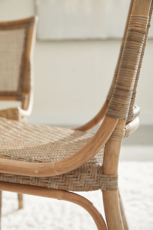 Essentials for Living Luna Rattan Dining Chair Set Handcrafted Herringbone Woven Seat for Elegant Rooms 3634.MG-MG