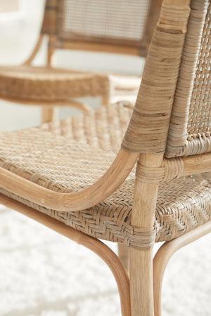 Essentials for Living Luna Rattan Dining Chair Set Handcrafted Herringbone Woven Seat for Elegant Rooms 3634.MG-MG