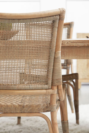 Essentials for Living Luna Rattan Dining Chair Set Handcrafted Herringbone Woven Seat for Elegant Rooms 3634.MG-MG