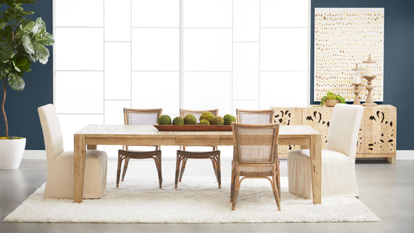 Essentials for Living Luna Rattan Dining Chair Set Handcrafted Herringbone Woven Seat for Elegant Rooms 3634.MG-MG