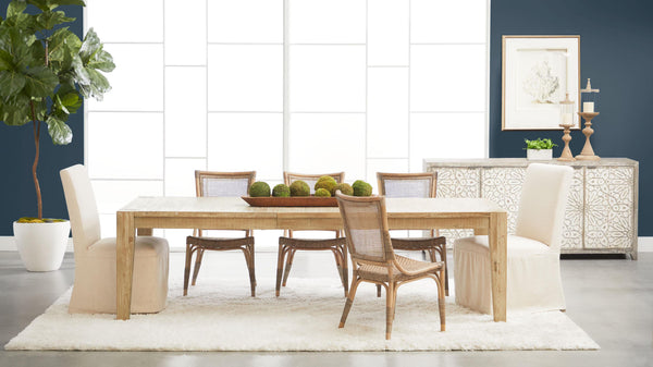 Essentials for Living Luna Rattan Dining Chair Set Handcrafted Herringbone Woven Seat for Elegant Rooms 3634.MG-MG