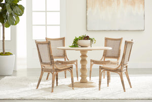 Essentials for Living Luna Rattan Dining Chair Set Handcrafted Herringbone Woven Seat for Elegant Rooms 3634.MG-MG
