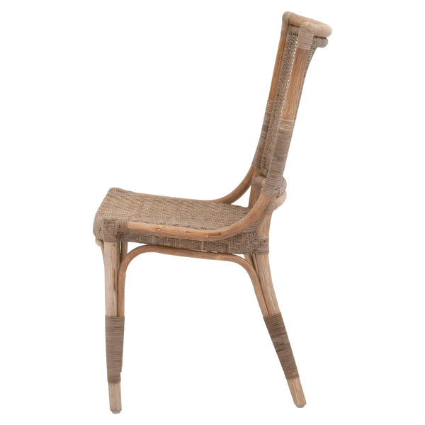 Essentials for Living Luna Rattan Dining Chair Set Handcrafted Herringbone Woven Seat for Elegant Rooms 3634.MG-MG