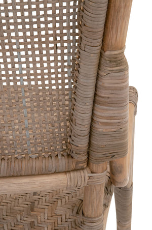 Essentials for Living Luna Rattan Dining Chair Set Handcrafted Herringbone Woven Seat for Elegant Rooms 3634.MG-MG
