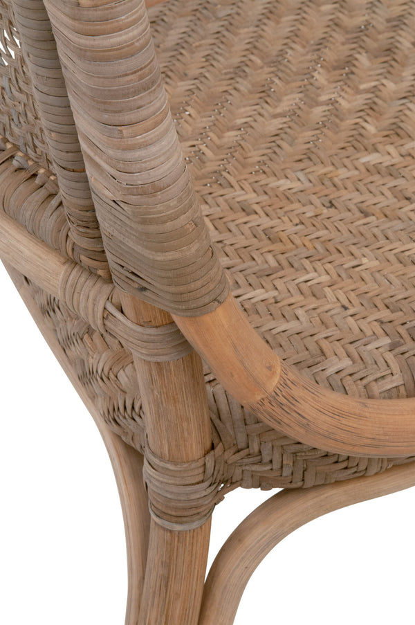 Essentials for Living Luna Rattan Dining Chair Set Handcrafted Herringbone Woven Seat for Elegant Rooms 3634.MG-MG