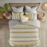 INK+IVY Cody BOHO 3 Piece Cotton Comforter Set II10-1117 Gray/Yellow