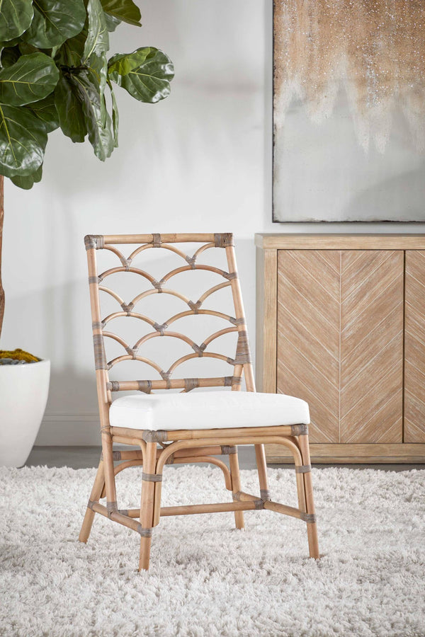 Essentials for Living Crescent Hand-shaped Rattan Dining Chair Set Coastal Bohemian Tropical Style 3635.MG-MG/BLCH