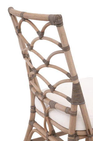 Essentials for Living Crescent Hand-shaped Rattan Dining Chair Set Coastal Bohemian Tropical Style 3635.MG-MG/BLCH