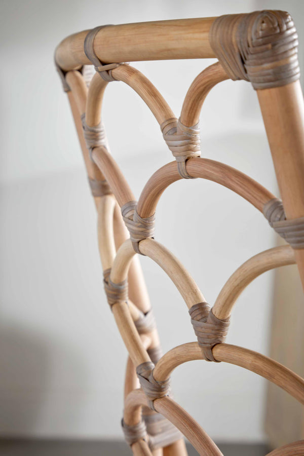 Essentials for Living Crescent Hand-shaped Rattan Dining Chair Set Coastal Bohemian Tropical Style 3635.MG-MG/BLCH