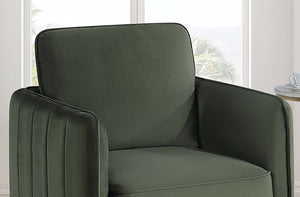 English Elm Beautiful Velvet Accent Chair with Vertical Channel Tufting, Plush Upholstery and L-Shaped Metal Legs Dark Green 31 L x 34 W x 21 H B011P369872