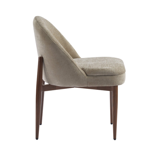 English Elm Christopher Knight Home® - Fabric Chenille Upholstered Iron Dining Chair with Ergonomic Curved Back, Plush Cushioning, Durable Frame Light Camel,Walnut 27.25 L x 24 W x 22.5 H N776P272026M