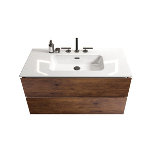 English Elm Tia 36" Modern Walnut Bathroom Vanity With Ceramic Sink & Soft-Close Drawers For Stylish Storage W1865S00068-GIGA