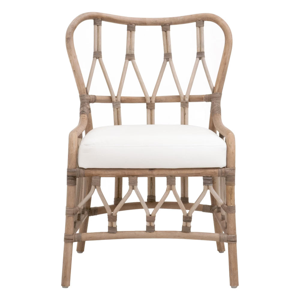 Essentials for Living Caprice Rattan Dining Chair Set Hand-shaped Natural Wicker with Upholstered Seat 3636DC.MGMG/BLCH