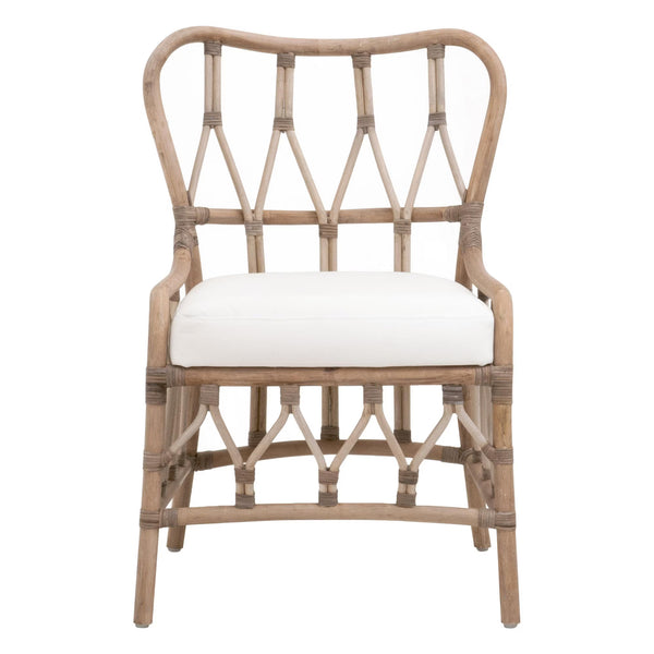 Essentials for Living Caprice Rattan Dining Chair Set Hand-shaped Natural Wicker with Upholstered Seat 3636DC.MGMG/BLCH