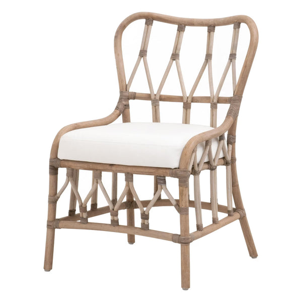 Essentials for Living Caprice Rattan Dining Chair Set Hand-shaped Natural Wicker with Upholstered Seat 3636DC.MGMG/BLCH