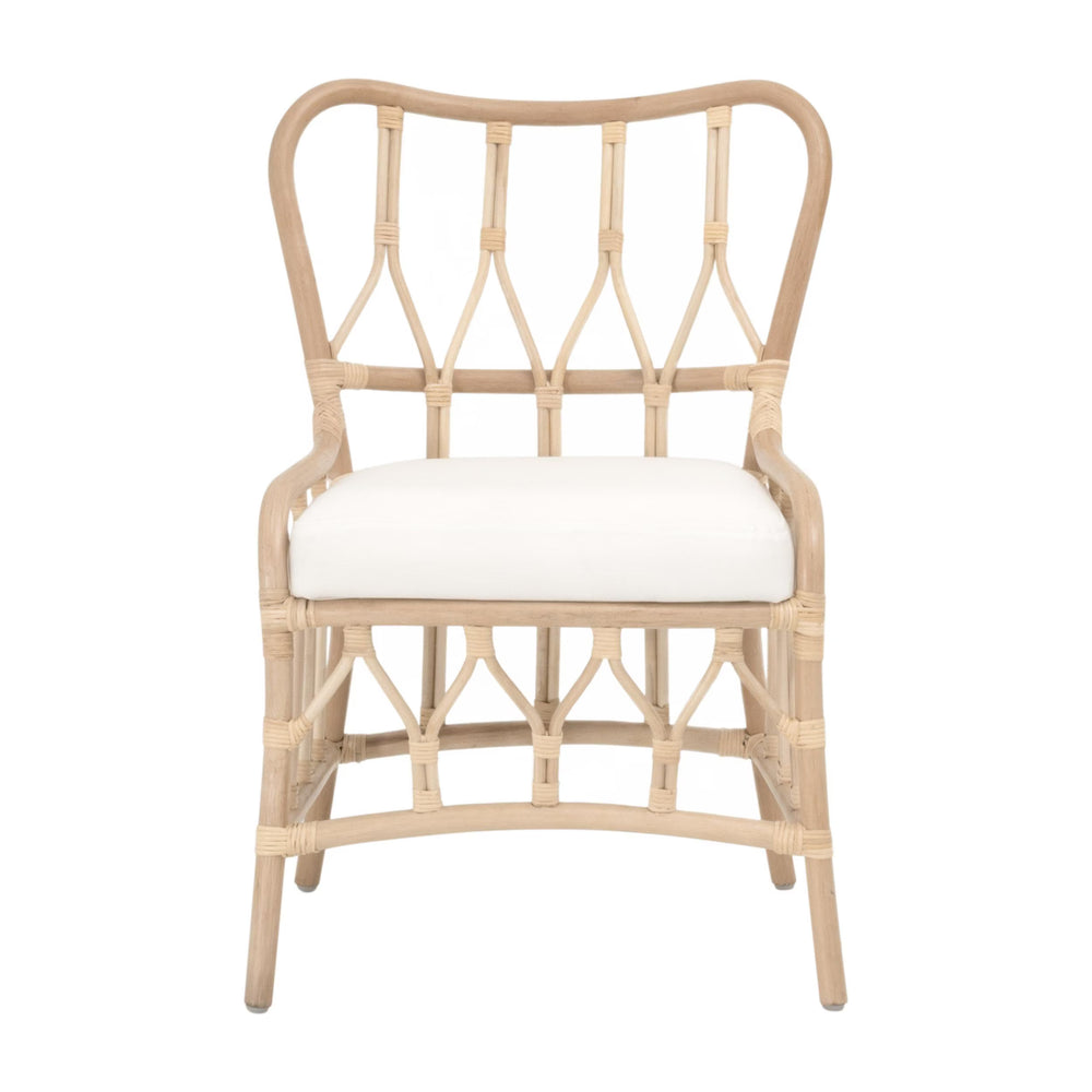 Essentials for Living Caprice Rattan Dining Chair Set Natural Hand-shaped Wicker with White Upholstered Seat 3636DC.NATNAT/BLCH
