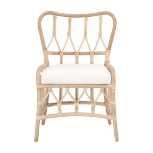Essentials for Living Caprice Rattan Dining Chair Set Natural Hand-shaped Wicker with White Upholstered Seat 3636DC.NATNAT/BLCH