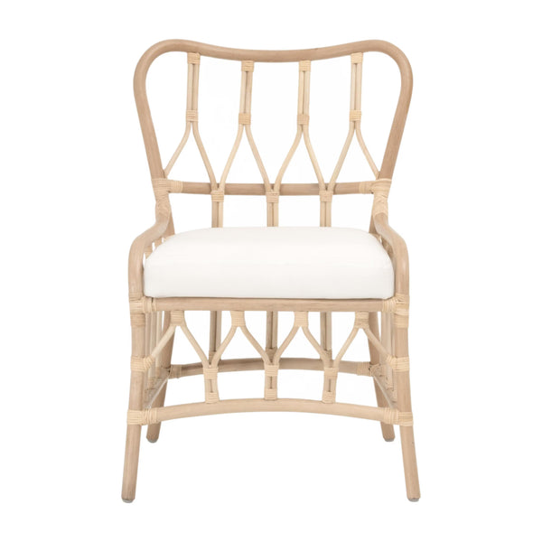 Essentials for Living Caprice Rattan Dining Chair Set Natural Hand-shaped Wicker with White Upholstered Seat 3636DC.NATNAT/BLCH