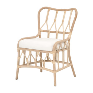 Essentials for Living Caprice Rattan Dining Chair Set Natural Hand-shaped Wicker with White Upholstered Seat 3636DC.NATNAT/BLCH
