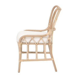 Essentials for Living Caprice Rattan Dining Chair Set Natural Hand-shaped Wicker with White Upholstered Seat 3636DC.NATNAT/BLCH