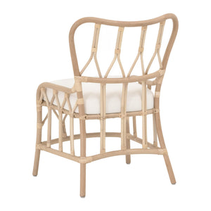 Essentials for Living Caprice Rattan Dining Chair Set Natural Hand-shaped Wicker with White Upholstered Seat 3636DC.NATNAT/BLCH