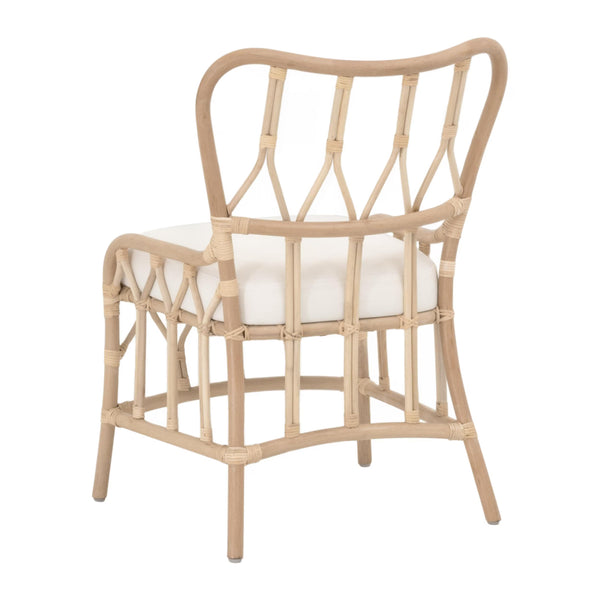 Essentials for Living Caprice Rattan Dining Chair Set Natural Hand-shaped Wicker with White Upholstered Seat 3636DC.NATNAT/BLCH