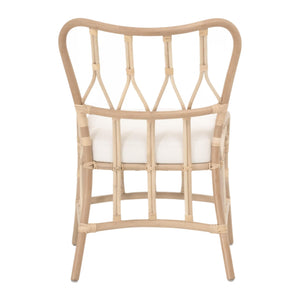 Essentials for Living Caprice Rattan Dining Chair Set Natural Hand-shaped Wicker with White Upholstered Seat 3636DC.NATNAT/BLCH