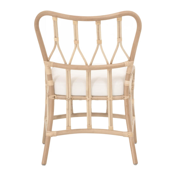 Essentials for Living Caprice Rattan Dining Chair Set Natural Hand-shaped Wicker with White Upholstered Seat 3636DC.NATNAT/BLCH