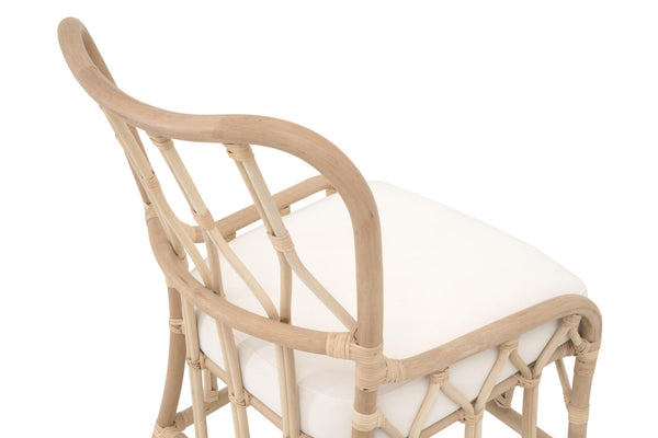 Essentials for Living Caprice Rattan Dining Chair Set Natural Hand-shaped Wicker with White Upholstered Seat 3636DC.NATNAT/BLCH