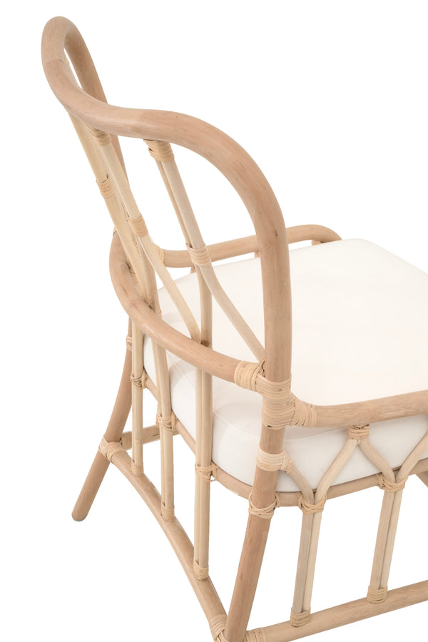 Essentials for Living Caprice Rattan Dining Chair Set Natural Hand-shaped Wicker with White Upholstered Seat 3636DC.NATNAT/BLCH