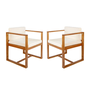 English Elm Christopher Knight Home® - Patio Armchair Set Of 2 - Stylish Acacia Wood Chairs With Beige Cushions For Outdoor Comfort N779P195382B