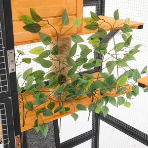 English Elm Outdoor Pine Wood Catio Enclosure with Platforms Condos and Walk-in Access for Cats N719P283198B