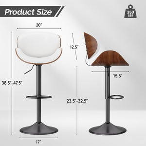 English Elm Swivel Bar Stools Set Of 2 - Adjustable Height, 360° Swivel, Pu Leather Comfort For Kitchen & Dining T3950P394492-GIGA