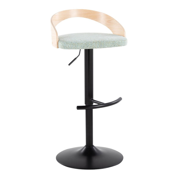 English Elm Contemporary Swivel Barstools Set of 2 with Green Fabric Black Metal and Wood Accents B202S00894